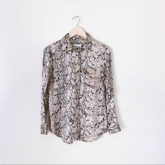 Equipment Snakeskin Print Silk Button Down Blouse - Picture 1 of 6